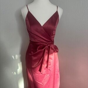 Lulus Joice Mauve Purple Midi Dress faux wrap women's Size‎ XS 1140662